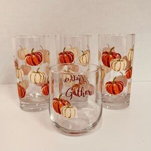 Greenbrier Autumn/Fall Drinking Glasses   3 Tall And 1 Short